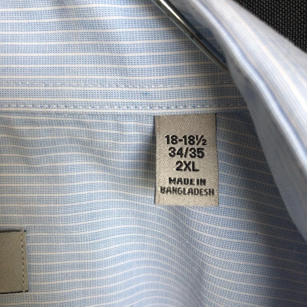 Unlisted, Kenneth Cole reg fit men 18-18 1/2, 34-35 2XL Bangladesh blue 60% cot - Picture 3 of 7